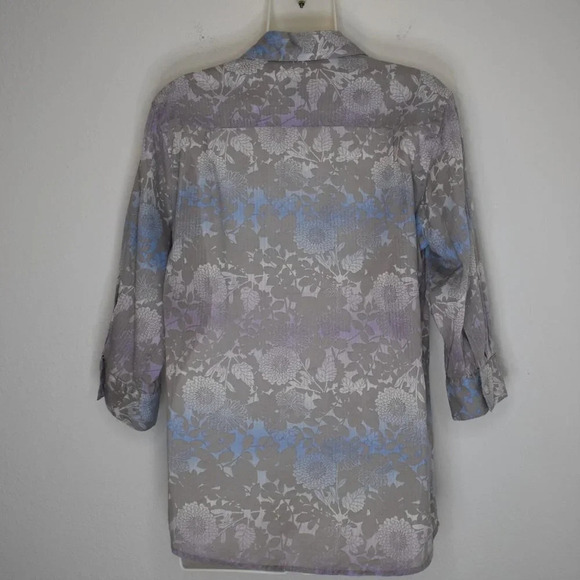 Woolrich Floral Shirt Sz S Button Down Roll Tab Sleeve 100% Cotton Boho Artsy - Picture 9 of 14